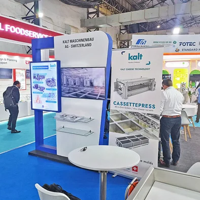 Kalt cheese technology represented at Kanchan booth at Anuga FoodTec fair in India, 2025