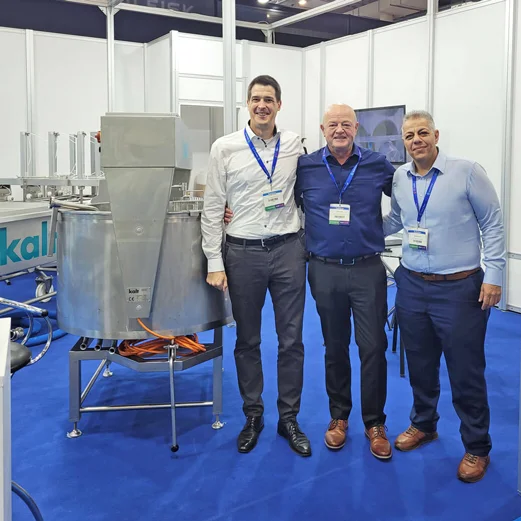 Kalt Cheese Technology and Staedler Automation Booth Staff at FoodTech 2025 in Athens, Greece