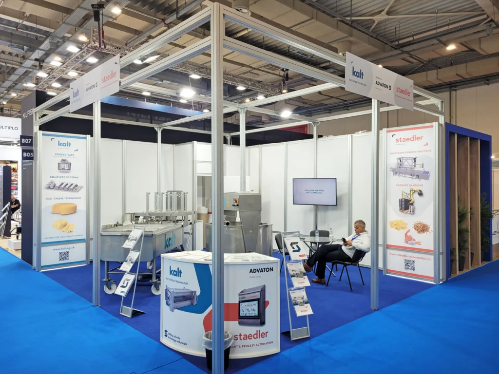 Booth of Kalt Cheese Technology and Staedler Automation at FoodTech 2025 in Athens, Greece