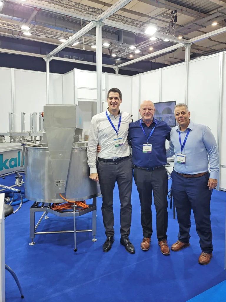 Kalt Cheese Technology and Staedler Automation Booth Staff at FoodTech 2025 in Athens, Greece